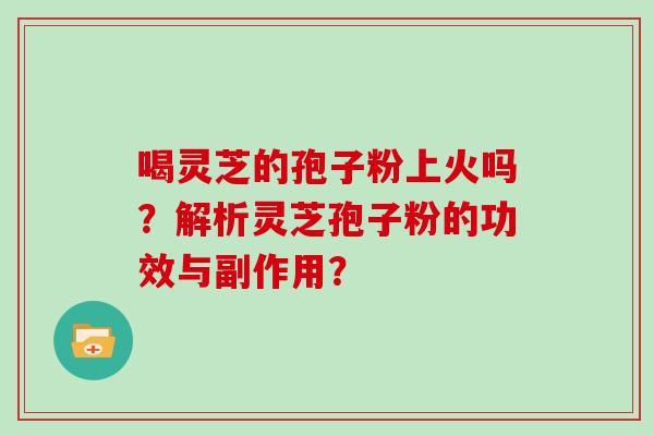 喝灵芝的孢子粉上火吗?解析灵芝孢子粉的功效与副作用? 喝灵芝的孢子粉上火吗?解析灵芝孢子粉的功效与副作用?