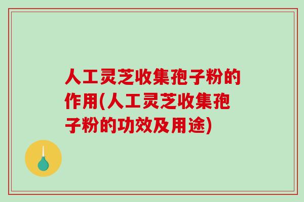 人工灵芝收集孢子粉的作用(人工灵芝收集孢子粉的功效及用途)