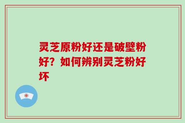 灵芝原粉好还是破壁粉好？如何辨别灵芝粉好坏