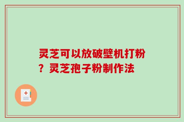 灵芝可以放破壁机打粉？灵芝孢子粉制作法
