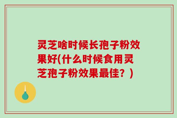 灵芝啥时候长孢子粉效果好(什么时候食用灵芝孢子粉效果最佳？)