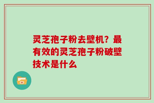 灵芝孢子粉去壁机？最有效的灵芝孢子粉破壁技术是什么