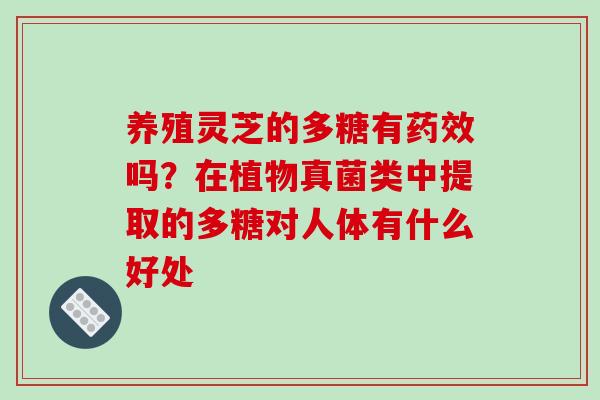 养殖灵芝的多糖有药效吗？在植物真菌类中提取的多糖对人体有什么好处