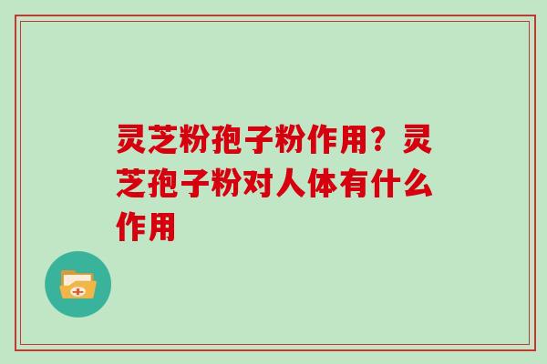 灵芝粉孢子粉作用？灵芝孢子粉对人体有什么作用
