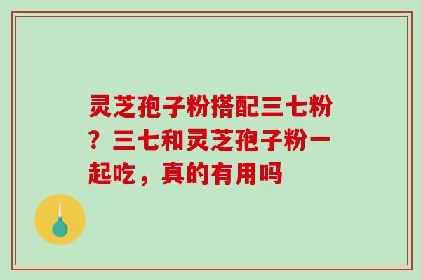 灵芝孢子粉搭配三七粉？三七和灵芝孢子粉一起吃，真的有用吗