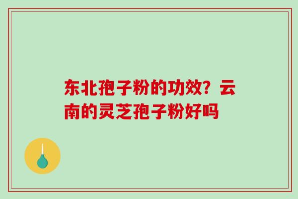 东北孢子粉的功效？云南的灵芝孢子粉好吗