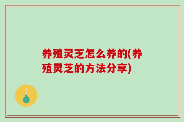 养殖灵芝怎么养的(养殖灵芝的方法分享)