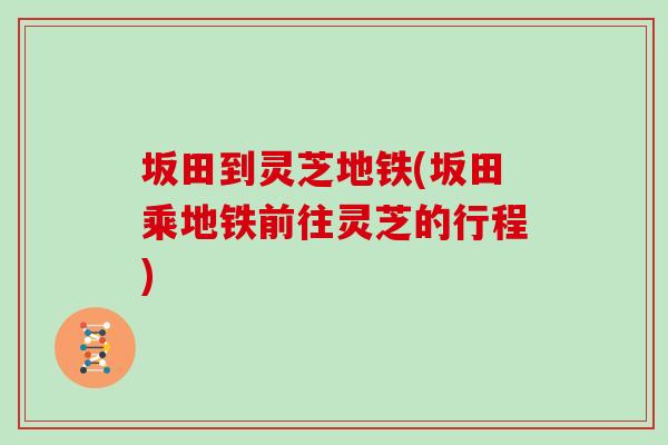 坂田到灵芝地铁(坂田乘地铁前往灵芝的行程)