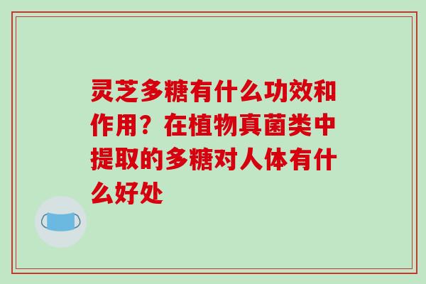 灵芝多糖有什么功效和作用?在植物真菌类中提取的多糖对人体有什么好处 灵芝多糖有什么功效和作用?在植物真菌类中提取的多糖对人体有什么好处