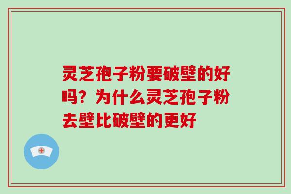 灵芝孢子粉要破壁的好吗?为什么灵芝孢子粉去壁比破壁的更好 灵芝孢子粉要破壁的好吗?为什么灵芝孢子粉去壁比破壁的更好