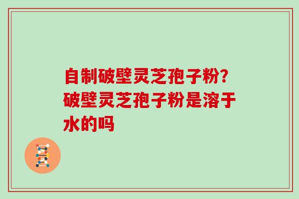 自制破壁灵芝孢子粉?破壁灵芝孢子粉是溶于水的吗 自制破壁灵芝孢子粉?破壁灵芝孢子粉是溶于水的吗