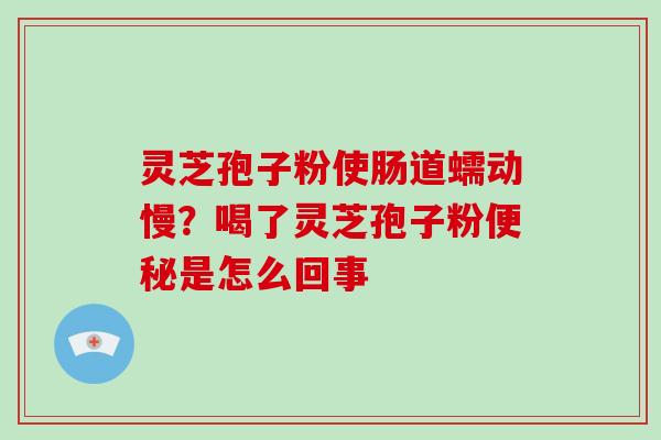 灵芝孢子粉使肠道蠕动慢？喝了灵芝孢子粉便秘是怎么回事