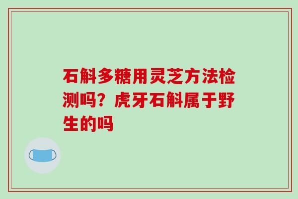 石斛多糖用灵芝方法检测吗？虎牙石斛属于野生的吗