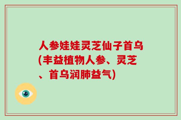 人参娃娃灵芝仙子首乌(丰益植物人参、灵芝、首乌润肺益气)