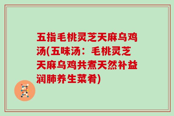 五指毛桃灵芝天麻乌鸡汤(五味汤：毛桃灵芝天麻乌鸡共煮天然补益润肺养生菜肴)