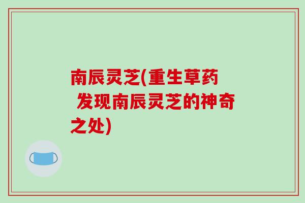 南辰灵芝(重生草药 发现南辰灵芝的神奇之处) 南辰灵芝(重生草药 发现南辰灵芝的神奇之处)