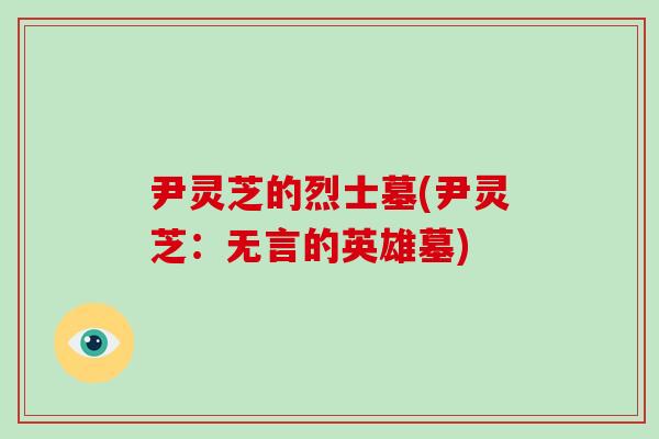 尹灵芝的烈士墓(尹灵芝：无言的英雄墓)