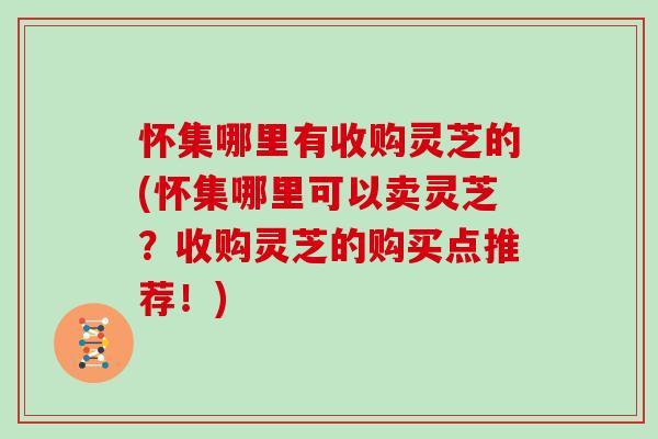 怀集哪里有收购灵芝的(怀集哪里可以卖灵芝？收购灵芝的购买点推荐！)