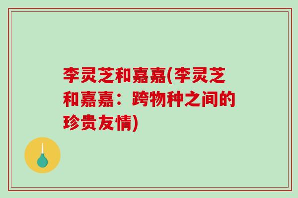 李灵芝和嘉嘉(李灵芝和嘉嘉:跨物种之间的珍贵友情) 李灵芝和嘉嘉(李灵芝和嘉嘉:跨物种之间的珍贵友情)