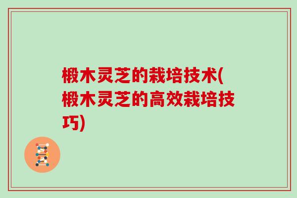椴木灵芝的栽培技术(椴木灵芝的高效栽培技巧)