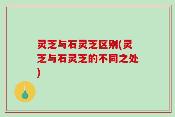灵芝与石灵芝区别(灵芝与石灵芝的不同之处) 灵芝与石灵芝区别(灵芝与石灵芝的不同之处)