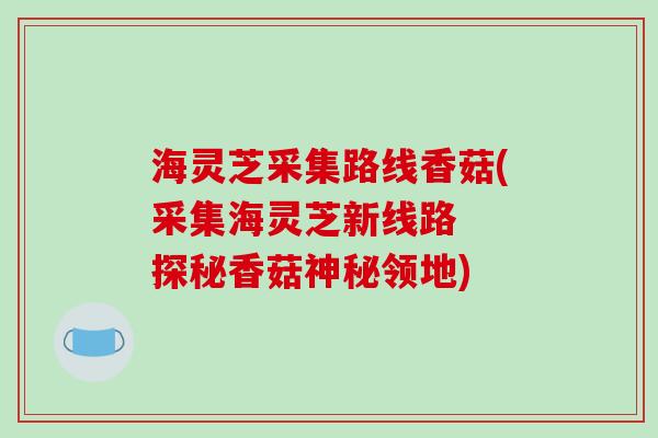 海灵芝采集路线香菇(采集海灵芝新线路  探秘香菇神秘领地)