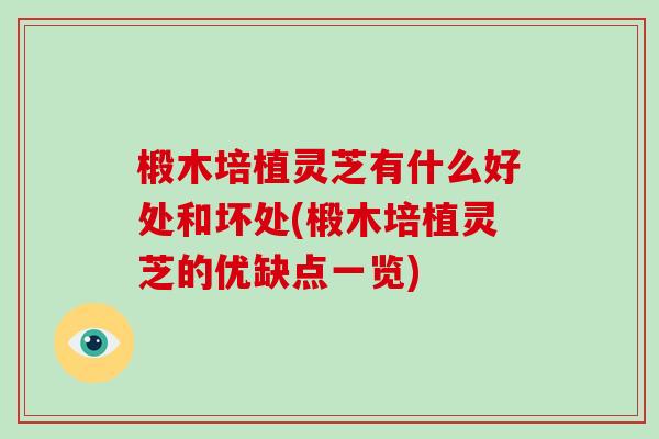 椴木培植灵芝有什么好处和坏处(椴木培植灵芝的优缺点一览)