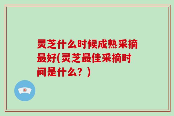 灵芝什么时候成熟采摘最好(灵芝最佳采摘时间是什么？)