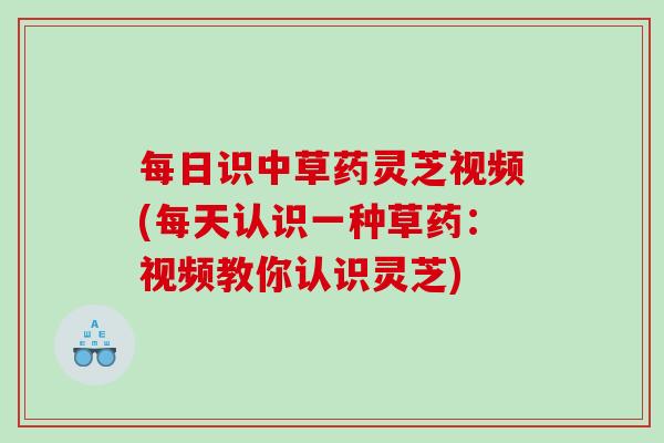 每日识中草药灵芝视频(每天认识一种草药:视频教你认识灵芝) 每日识中草药灵芝视频(每天认识一种草药:视频教你认识灵芝)