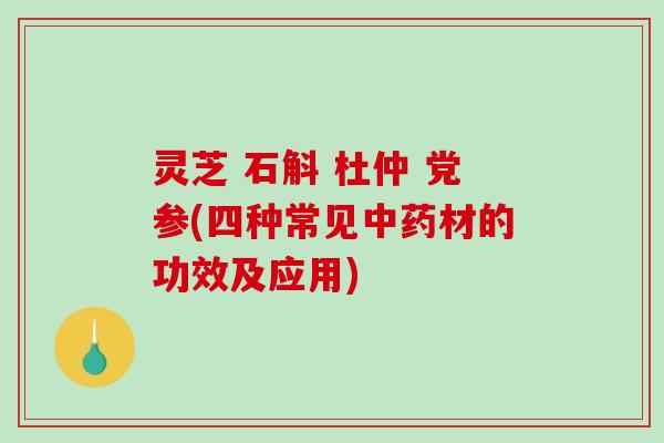 灵芝 石斛 杜仲 党参(四种常见材的功效及应用) 灵芝 石斛 杜仲 党参(四种常见材的功效及应用)