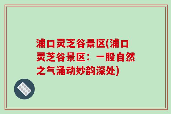 浦口灵芝谷景区(浦口灵芝谷景区：一股自然之气涌动妙韵深处)