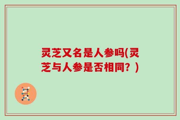 灵芝又名是人参吗(灵芝与人参是否相同？)