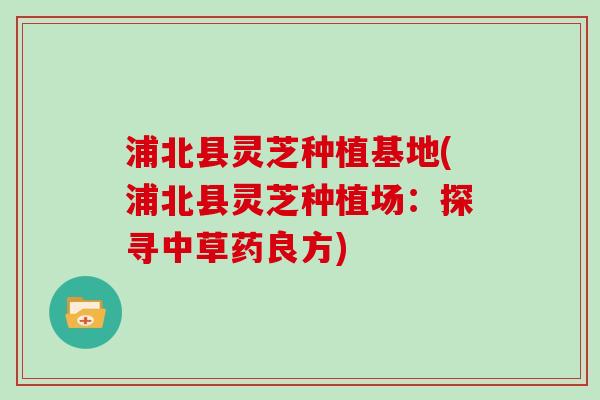 浦北县灵芝种植基地(浦北县灵芝种植场:探寻中草药良方) 浦北县灵芝种植基地(浦北县灵芝种植场:探寻中草药良方)