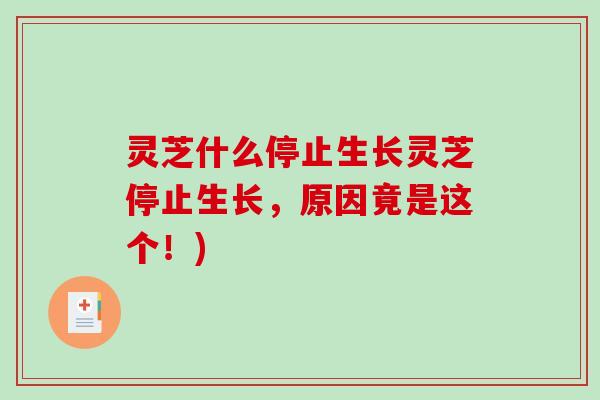 灵芝什么停止生长灵芝停止生长，原因竟是这个！)