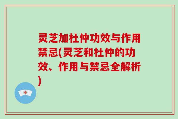 灵芝加杜仲功效与作用禁忌(灵芝和杜仲的功效、作用与禁忌全解析)