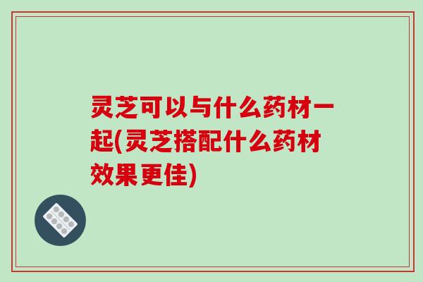 灵芝可以与什么药材一起(灵芝搭配什么药材效果更佳) 灵芝可以与什么药材一起(灵芝搭配什么药材效果更佳)