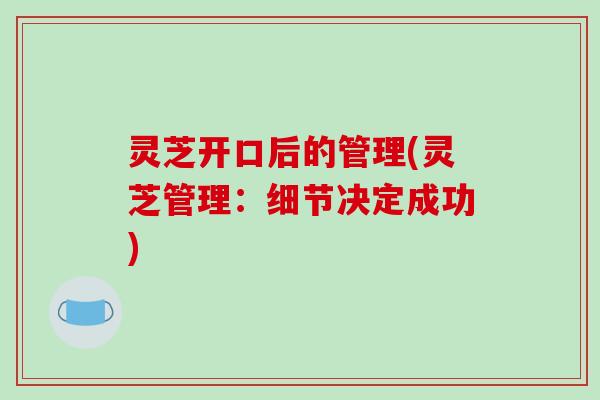 灵芝开口后的管理(灵芝管理：细节决定成功)