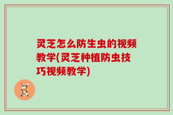 灵芝怎么防生虫的视频教学(灵芝种植防虫技巧视频教学) 灵芝怎么防生虫的视频教学(灵芝种植防虫技巧视频教学)