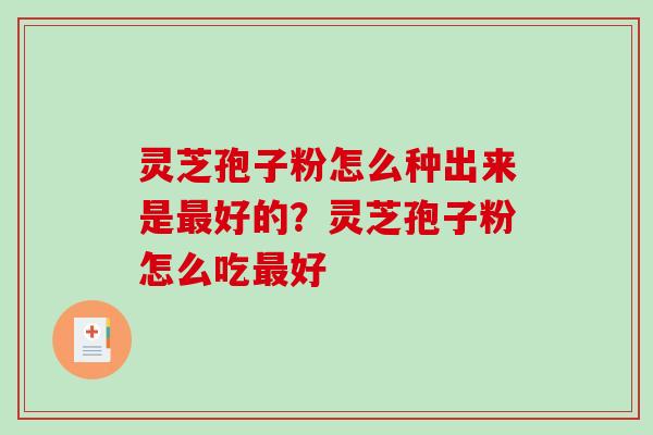 灵芝孢子粉怎么种出来是好的?灵芝孢子粉怎么吃好 灵芝孢子粉怎么种出来是好的?灵芝孢子粉怎么吃好