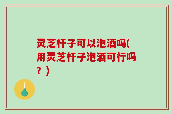 灵芝杆子可以泡酒吗(用灵芝杆子泡酒可行吗？)