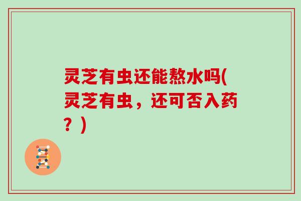 灵芝有虫还能熬水吗(灵芝有虫，还可否入药？)