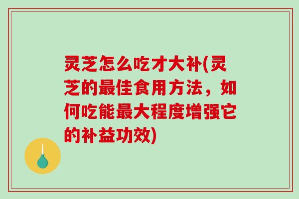 灵芝怎么吃才大补(灵芝的最佳食用方法，如何吃能最大程度增强它的补益功效)