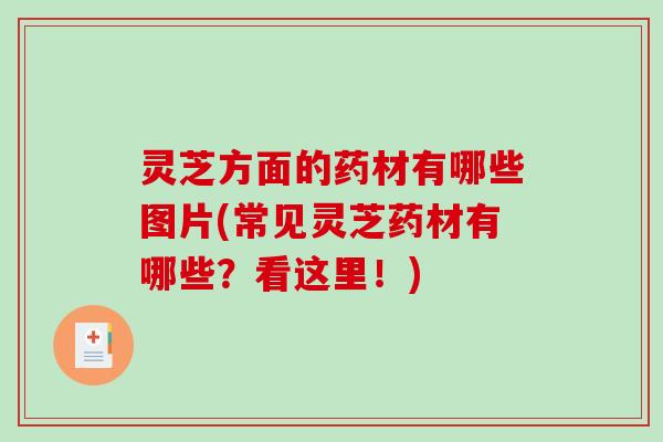 灵芝方面的药材有哪些图片(常见灵芝药材有哪些?看这里!) 灵芝方面的药材有哪些图片(常见灵芝药材有哪些?看这里!)