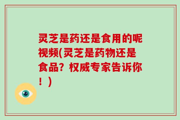 灵芝是药还是食用的呢视频(灵芝是药物还是食品？权威专家告诉你！)