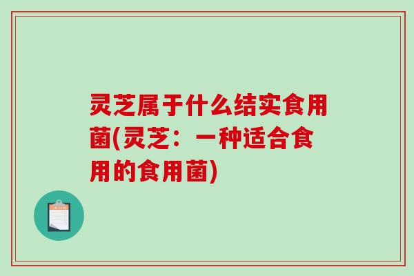 灵芝属于什么结实食用菌(灵芝：一种适合食用的食用菌)