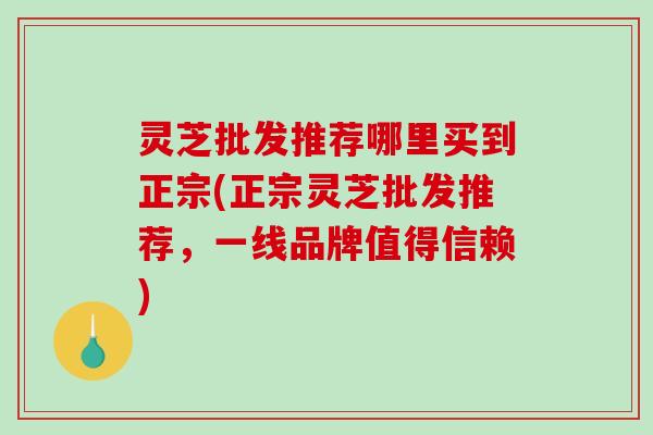 灵芝批发推荐哪里买到正宗(正宗灵芝批发推荐，一线品牌值得信赖)