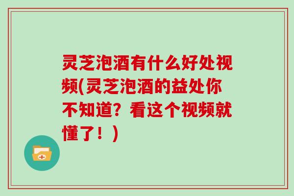 灵芝泡酒有什么好处视频(灵芝泡酒的益处你不知道？看这个视频就懂了！)