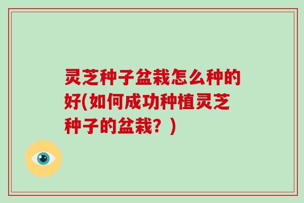 灵芝种子盆栽怎么种的好(如何成功种植灵芝种子的盆栽？)