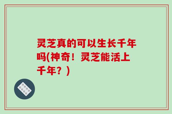 灵芝真的可以生长千年吗(神奇!灵芝能活上千年?) 灵芝真的可以生长千年吗(神奇!灵芝能活上千年?)