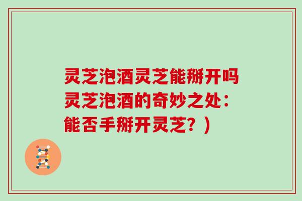 灵芝泡酒灵芝能掰开吗灵芝泡酒的奇妙之处：能否手掰开灵芝？)